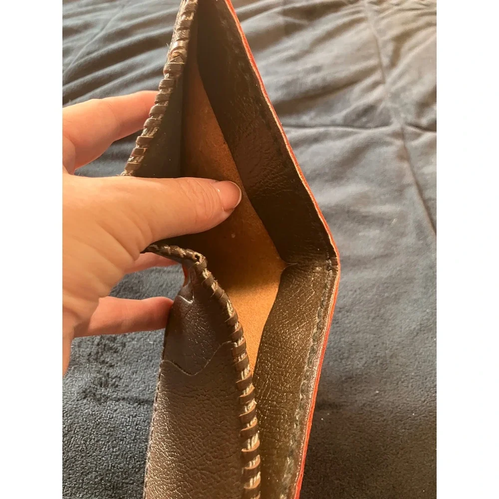 Vintage Bifold Wallet Mens OS Red Tooled Leather Pegasus Handcrafted Western